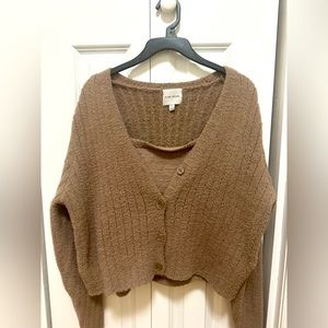 Women brown cardigan and tank top